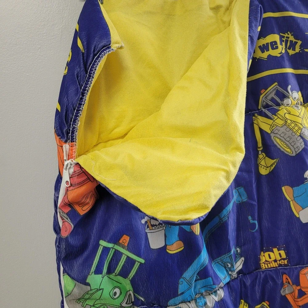 Bob the‎ Builder Sleeping Bag Kids Blue Yellow Construction Vehicle Print